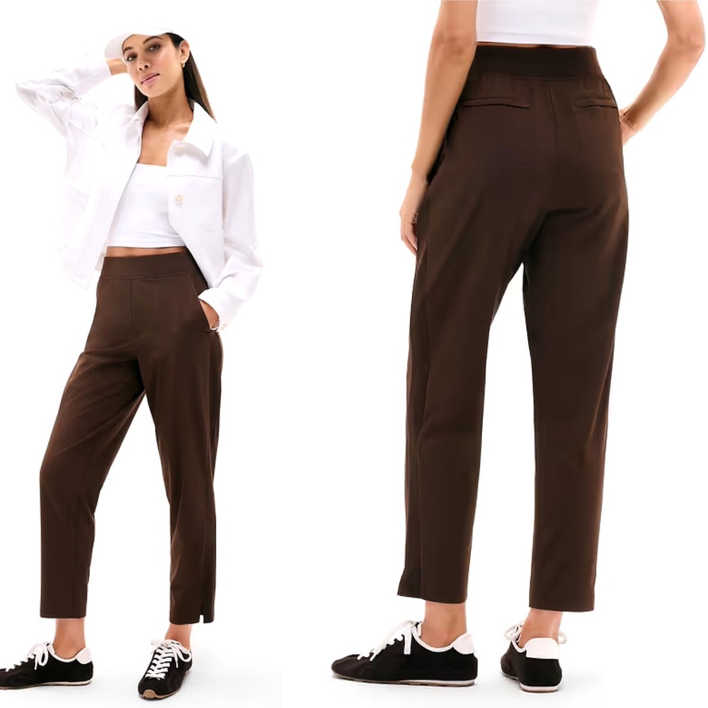 Athleta Womens Brooklyn Ankle Pant 10 Brown Mid Rise Minimalist Travel 198671